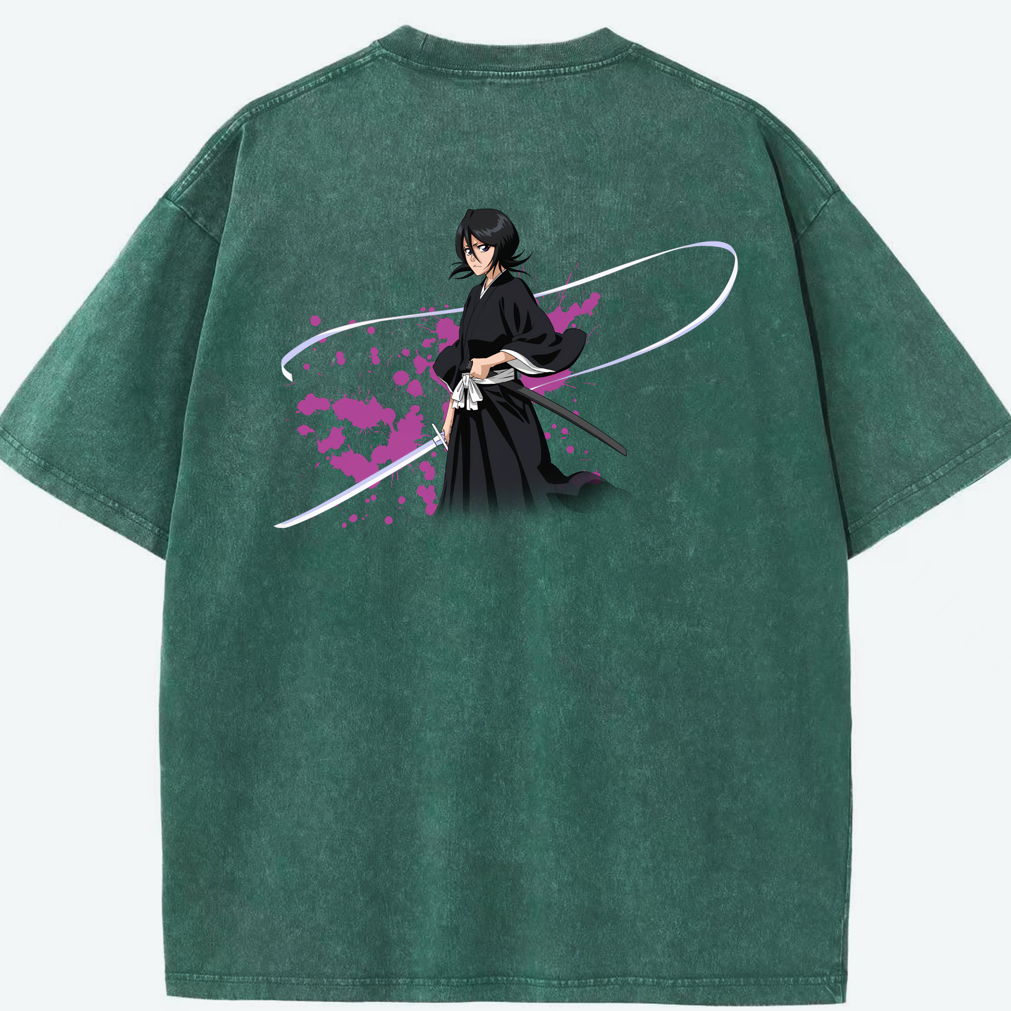 （画像用） ブリーチ 朽木ルキア BLEACH Kuchiki Rukia 綿100% ヴィンテージ風 半袖Tシャツ（背面プリント）